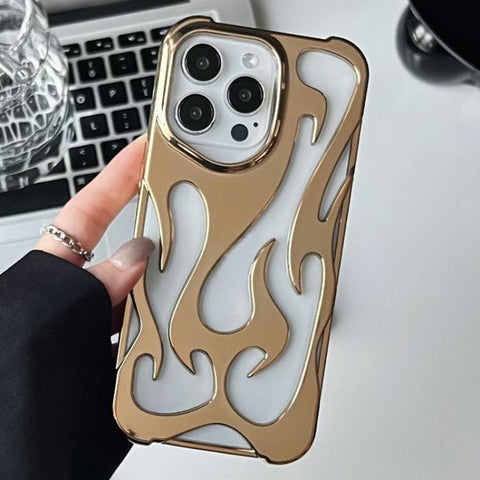 Flame Hollow Cooling Electroplated TPU Phone Case, For iPhone 15 Pro, For iPhone 15 Plus, For iPhone 15