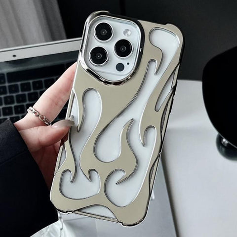 Flame Hollow Cooling Electroplated TPU Phone Case, For iPhone 15 Pro, For iPhone 15 Plus, For iPhone 15