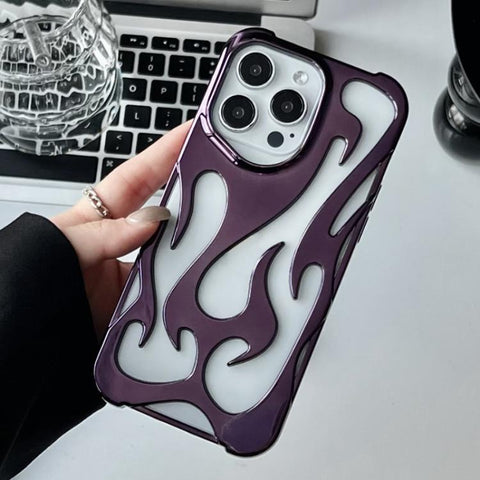 Flame Hollow Cooling Electroplated TPU Phone Case, For iPhone 15 Pro, For iPhone 15 Plus, For iPhone 15