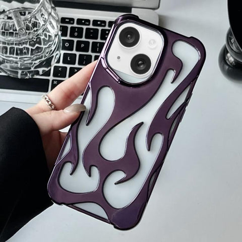 Flame Hollow Cooling Electroplated TPU Phone Case, For iPhone 15 Pro, For iPhone 15 Plus, For iPhone 15