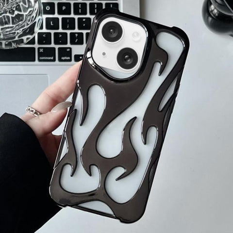 Flame Hollow Cooling Electroplated TPU Phone Case, For iPhone 15 Pro, For iPhone 15 Plus, For iPhone 15