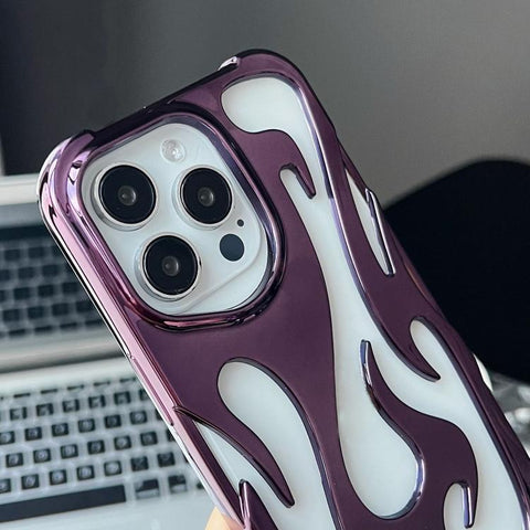 Flame Hollow Cooling Electroplated TPU Phone Case, For iPhone 15 Pro, For iPhone 15 Plus, For iPhone 15