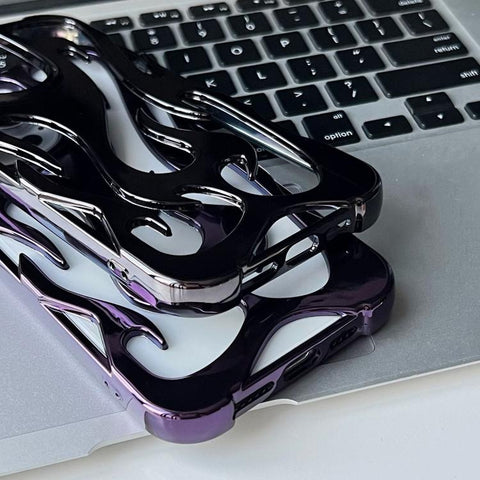 Flame Hollow Cooling Electroplated TPU Phone Case, For iPhone 15 Pro, For iPhone 15 Plus, For iPhone 15