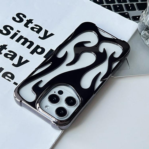Flame Hollow Cooling Electroplated TPU Phone Case, For iPhone 15 Pro, For iPhone 15 Plus, For iPhone 15