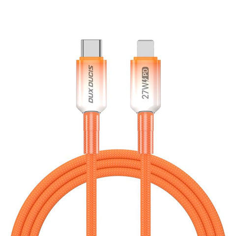 DUX DUCIS WLCM Series 27W Type-C to 8 Pin Transparent Gradient Braided Data Cable, Length: 1m, Type-C to 8 Pin