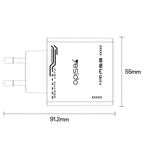 Yesido YC101 65W Mecha GaN Three-port Fast Charger, YC101