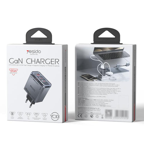 Yesido YC101 65W Mecha GaN Three-port Fast Charger, YC101