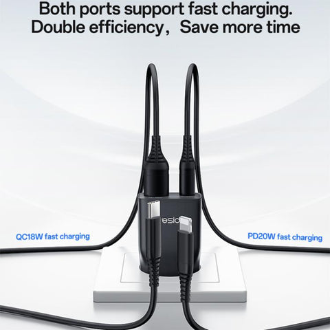 Yesido YC112 Ultra-thin 20W Dual-port PD QC Fast Charger, YC112