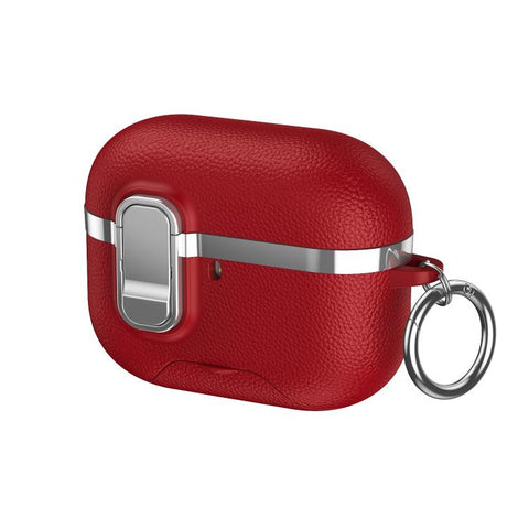 Hidden Stand Electroplated Vegan Leather Texture Wireless Earphones Protective Case, For AirPods Pro 3, For AirPods Pro 2, For AirPods Pro