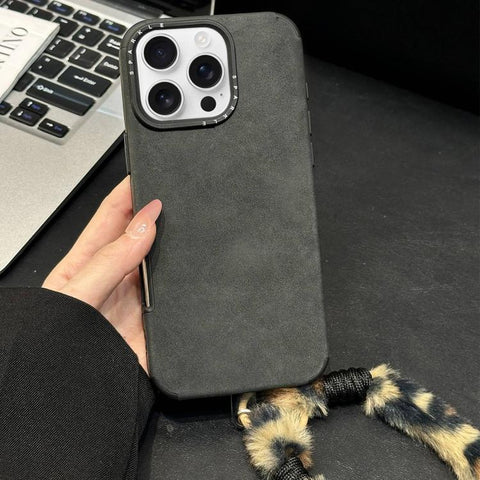 Faux Suede Fabric TPU Phone Case with Screen-printed Rabbit Plush Rope, For iPhone 18 Pro / 17 Pro, For iPhone 18 Pro Max / 17 Pro Max, For iPhone 17, For iPhone 16 Pro Max, For iPhone 16 Pro, For iPhone 16, For iPhone 15 Pro Max, For iPhone 15 Pro