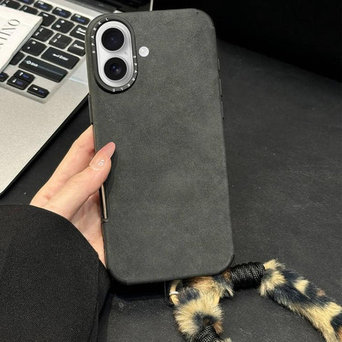 Faux Suede Fabric TPU Phone Case with Screen-printed Rabbit Plush Rope, For iPhone 18 Pro / 17 Pro, For iPhone 18 Pro Max / 17 Pro Max, For iPhone 17, For iPhone 16 Pro Max, For iPhone 16 Pro, For iPhone 16, For iPhone 15 Pro Max, For iPhone 15 Pro