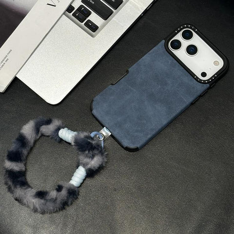 Faux Suede Fabric TPU Phone Case with Screen-printed Rabbit Plush Rope, For iPhone 18 Pro / 17 Pro, For iPhone 18 Pro Max / 17 Pro Max, For iPhone 17, For iPhone 16 Pro Max, For iPhone 16 Pro, For iPhone 16, For iPhone 15 Pro Max, For iPhone 15 Pro