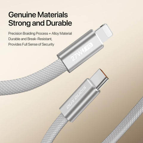 DUX DUCIS AUTO Series 27W Type-C to 8 Pin Magnetic Nylon Braided Data Cable, Length: 1m, Type-C to 8 Pin