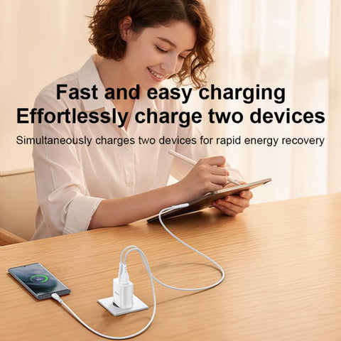 Yesido YC106 PD20W USB-C / Type-C and QC18W USB-A Dual Ports Charger Set with Type-C to Type-C Cable, YC106