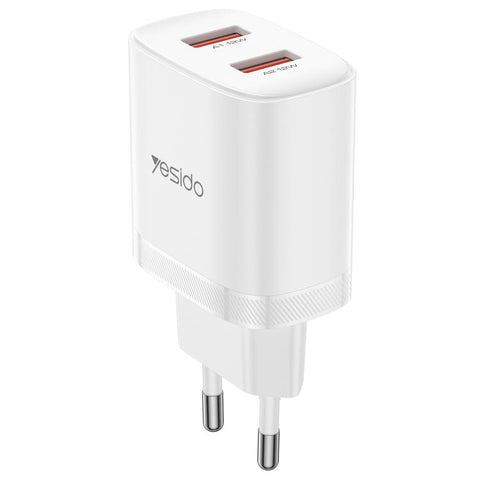 Yesido YC104 12W 2.4A USB Dual Ports Charger Set with 1m USB to Type-C Data Cable, YC104