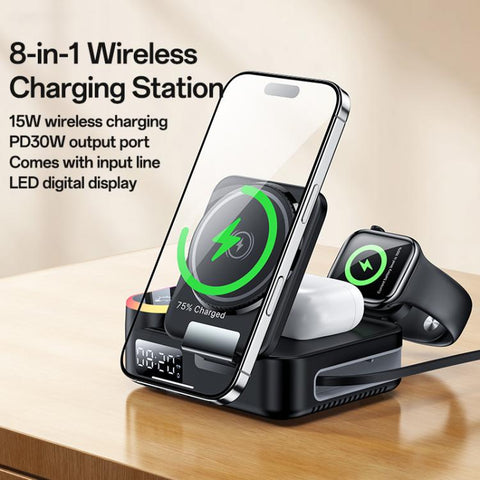 Yesido DS38 65W 8-in-1 Magnetic Wireless Charging Station with Telescopic Cord, DS38