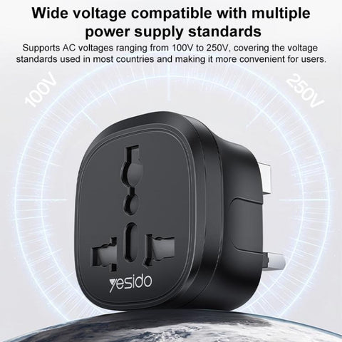 Yesido MC43 UK Plug Converter Travel Universal Adapter, MC43