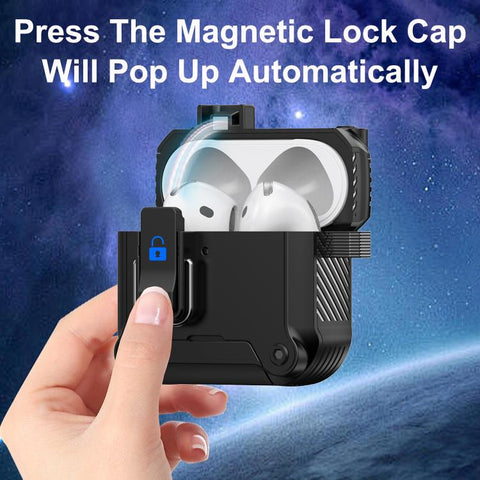 Safety Buckle Magnetic Auto Pop-Up Earphones Protective Case With Holder, For AirPods 5 / AirPods 4, For AirPods Pro 3, For AirPods Pro 2, For AirPods Pro