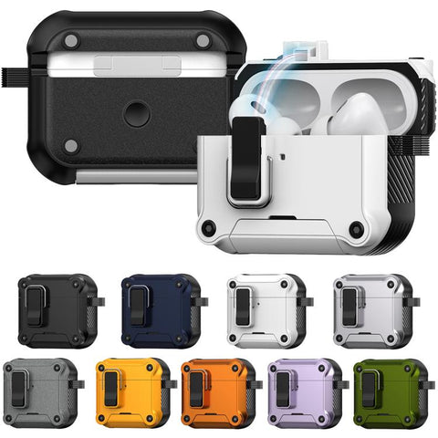 Safety Buckle Magnetic Auto Pop-Up Earphones Protective Case With Holder, For AirPods 5 / AirPods 4, For AirPods Pro 3, For AirPods Pro 2, For AirPods Pro