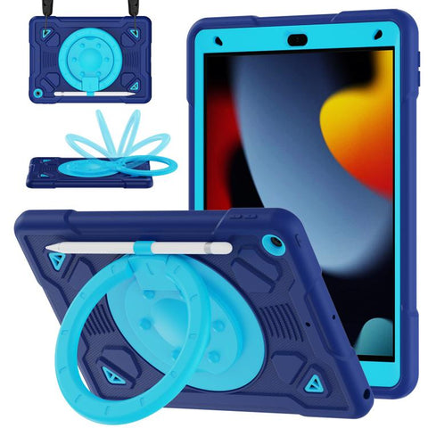 Space Planet Ring Holder Silicone Hydric PC Tablet Case with Shoulder Strap, For iPad 10.2 2021 / 2020 / 2019