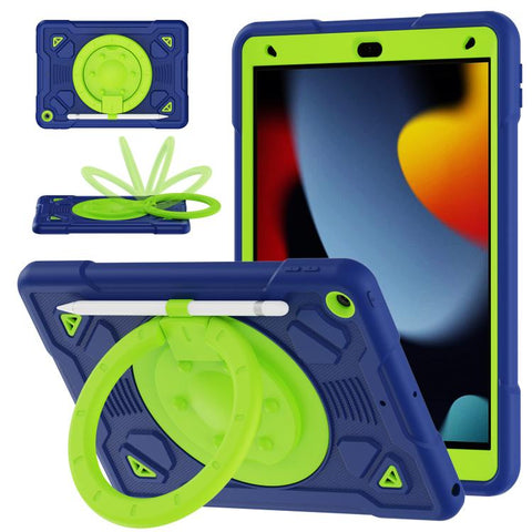 Space Planet Ring Holder Silicone Hydric PC Tablet Case with Shoulder Strap, For iPad 10.2 2021 / 2020 / 2019