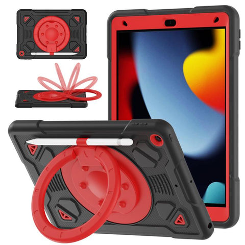 Space Planet Ring Holder Silicone Hydric PC Tablet Case with Shoulder Strap, For iPad 10.2 2021 / 2020 / 2019
