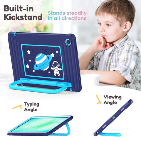 Handle Holder Silicone Hybrid PC Tablet Case with Shoulder Strap, For Samsung Galaxy Tab A11+ / A9+