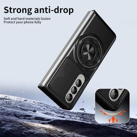 Lens Sliding Window Multifunctional Magnetic Shockproof Phone Case, For Galaxy Z Fold3 5G