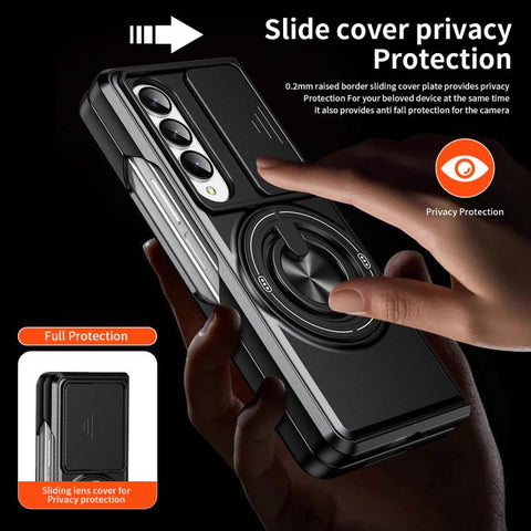 Lens Sliding Window Multifunctional Magnetic Shockproof Phone Case, For Galaxy Z Fold3 5G
