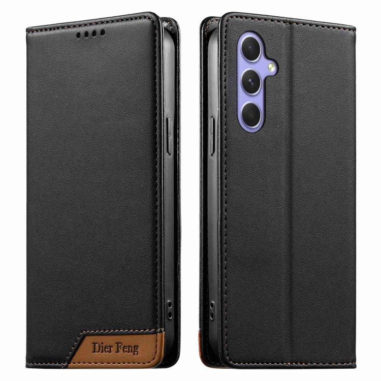 Dierfeng Splicing Strong Magnetic RFID Vegan Leather Phone Case, For Galaxy A54 5G