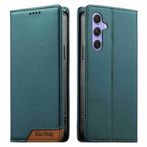 Dierfeng Splicing Strong Magnetic RFID Vegan Leather Phone Case, For Galaxy A54 5G