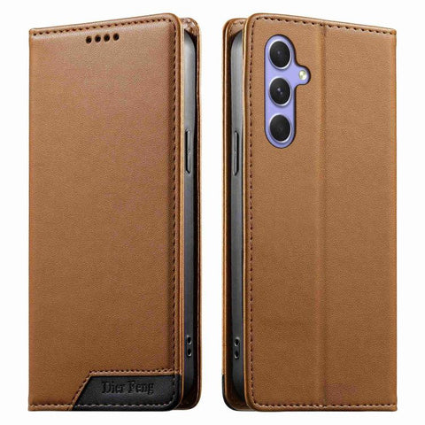 Dierfeng Splicing Strong Magnetic RFID Vegan Leather Phone Case, For Galaxy A54 5G