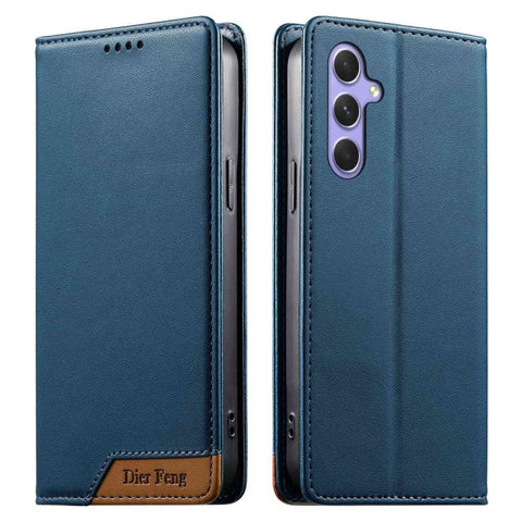 Dierfeng Splicing Strong Magnetic RFID Vegan Leather Phone Case, For Galaxy A54 5G