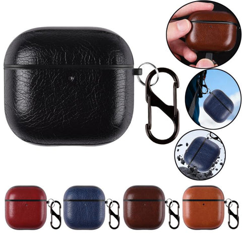 Two-Piece Style PU Leather Earphone Case with Hook & Thimble, For AirPods 5 / AirPods 4, For AirPods Pro 3, For AirPods Pro 2