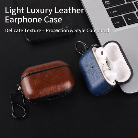 Two-Piece Style PU Leather Earphone Case with Hook & Thimble, For AirPods 5 / AirPods 4, For AirPods Pro 3, For AirPods Pro 2