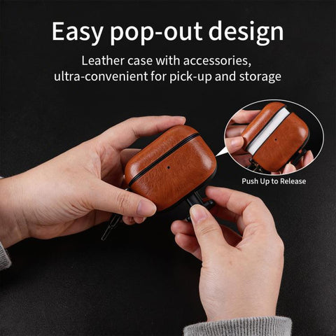 Two-Piece Style PU Leather Earphone Case with Hook & Thimble, For AirPods 5 / AirPods 4, For AirPods Pro 3, For AirPods Pro 2