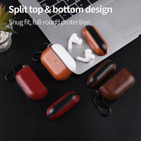 Two-Piece Style PU Leather Earphone Case with Hook & Thimble, For AirPods 5 / AirPods 4, For AirPods Pro 3, For AirPods Pro 2