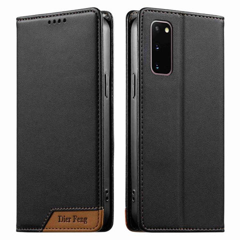 Dierfeng Splicing Strong Magnetic RFID Vegan Leather Phone Case, For Samsung Galaxy S20 Ultra, For Samsung Galaxy S20, For Samsung Galaxy S20+