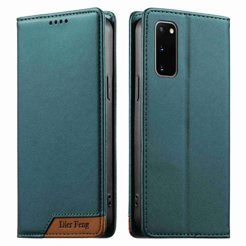 Dierfeng Splicing Strong Magnetic RFID Vegan Leather Phone Case, For Samsung Galaxy S20 Ultra, For Samsung Galaxy S20, For Samsung Galaxy S20+
