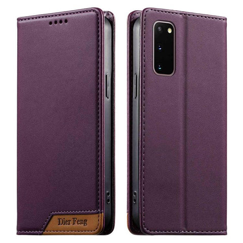 Dierfeng Splicing Strong Magnetic RFID Vegan Leather Phone Case, For Samsung Galaxy S20 Ultra, For Samsung Galaxy S20, For Samsung Galaxy S20+