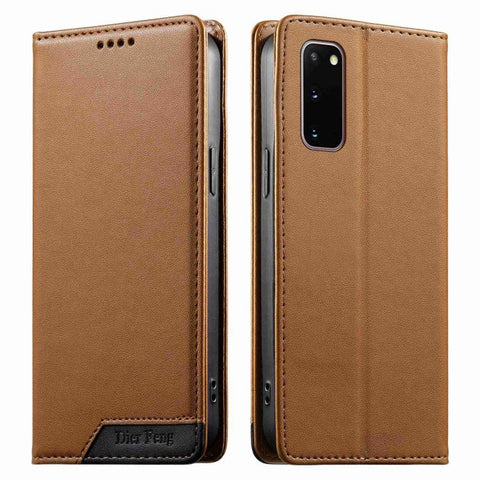 Dierfeng Splicing Strong Magnetic RFID Vegan Leather Phone Case, For Samsung Galaxy S20 Ultra, For Samsung Galaxy S20, For Samsung Galaxy S20+