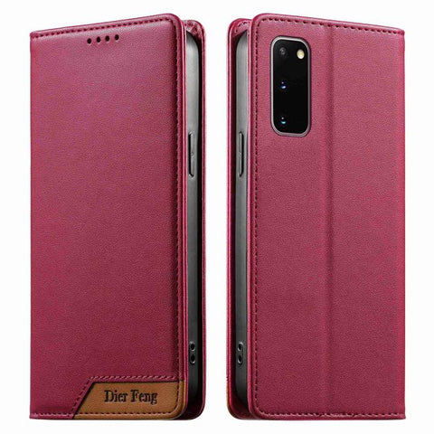 Dierfeng Splicing Strong Magnetic RFID Vegan Leather Phone Case, For Samsung Galaxy S20 Ultra, For Samsung Galaxy S20, For Samsung Galaxy S20+