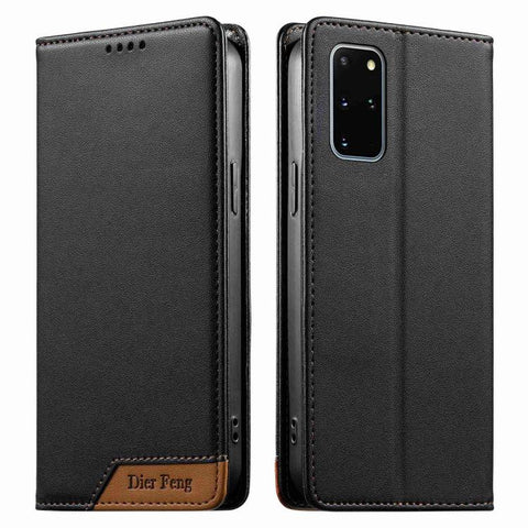 Dierfeng Splicing Strong Magnetic RFID Vegan Leather Phone Case, For Samsung Galaxy S20 Ultra, For Samsung Galaxy S20, For Samsung Galaxy S20+