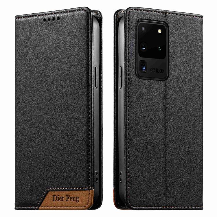 Dierfeng Splicing Strong Magnetic RFID Vegan Leather Phone Case, For Samsung Galaxy S20 Ultra, For Samsung Galaxy S20, For Samsung Galaxy S20+