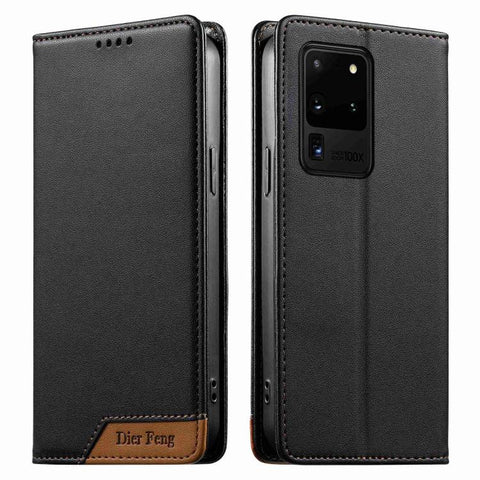 Dierfeng Splicing Strong Magnetic RFID Vegan Leather Phone Case, For Samsung Galaxy S20 Ultra, For Samsung Galaxy S20, For Samsung Galaxy S20+