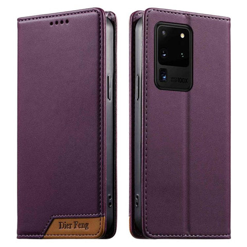 Dierfeng Splicing Strong Magnetic RFID Vegan Leather Phone Case, For Samsung Galaxy S20 Ultra, For Samsung Galaxy S20, For Samsung Galaxy S20+