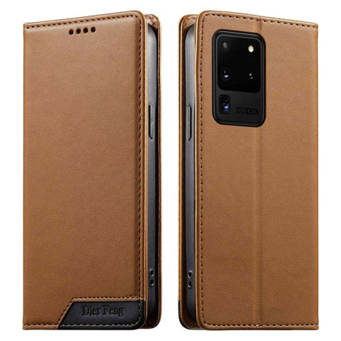 Dierfeng Splicing Strong Magnetic RFID Vegan Leather Phone Case, For Samsung Galaxy S20 Ultra, For Samsung Galaxy S20, For Samsung Galaxy S20+