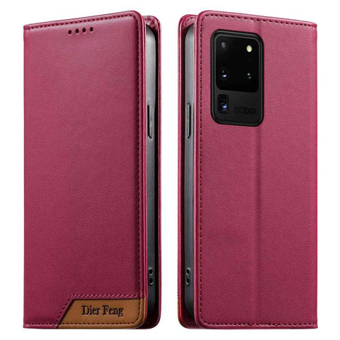 Dierfeng Splicing Strong Magnetic RFID Vegan Leather Phone Case, For Samsung Galaxy S20 Ultra, For Samsung Galaxy S20, For Samsung Galaxy S20+