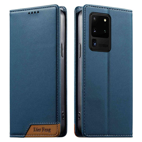 Dierfeng Splicing Strong Magnetic RFID Vegan Leather Phone Case, For Samsung Galaxy S20 Ultra, For Samsung Galaxy S20, For Samsung Galaxy S20+