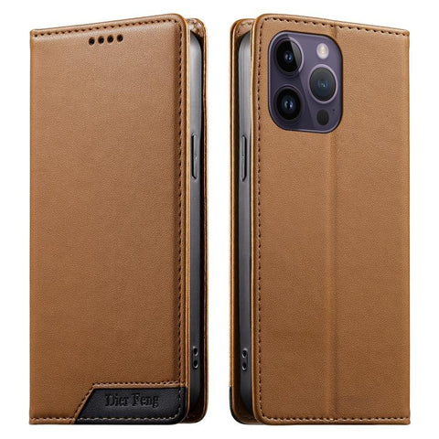 Dierfeng Splicing Strong Magnetic RFID Vegan Leather Phone Case, For iPhone 14 Pro Max, For iPhone SE 2022 / SE 2020 / 8 / 7, For iPhone 13 Pro Max, For iPhone 13 Pro, For iPhone 13 mini, For iPhone 12 / 12 Pro, For iPhone 12 Pro Max, For iPhone 12 mini